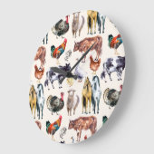 動物の水彩模様 ラージ壁時計 (傾斜)