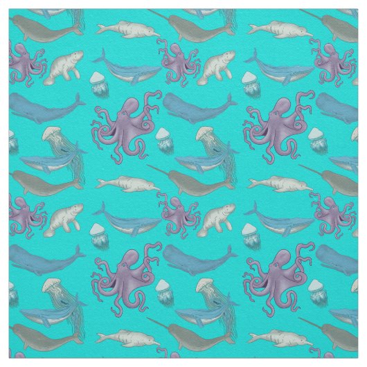 動物の海パターンの背景 ファブリック (見本)
