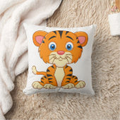 動物の漫画イラストレーションかわいい虎 クッション (ブランケット)