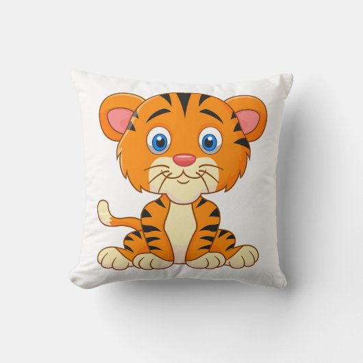 動物の漫画イラストレーションかわいい虎 クッション (正面)