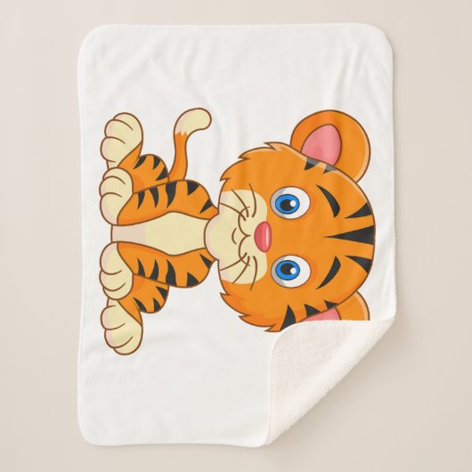 動物の漫画イラストレーションかわいい虎 シェルパブランケット (正面)