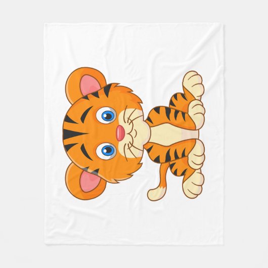 動物の漫画イラストレーションかわいい虎 フリースブランケット (正面)