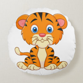 動物の漫画イラストレーションかわいい虎 ラウンドクッション