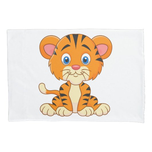 動物の漫画イラストレーションかわいい虎 枕カバー (正面)