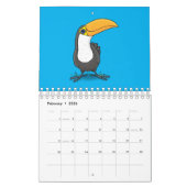 動物の漫画イラストレーション カレンダー (2月 2026)