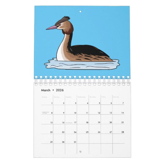 動物の漫画イラストレーション カレンダー (3月 2026)