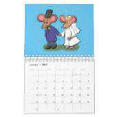 動物の漫画イラストレーション カレンダー (1月 2027)