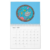 動物の漫画イラストレーション カレンダー (3月 2027)