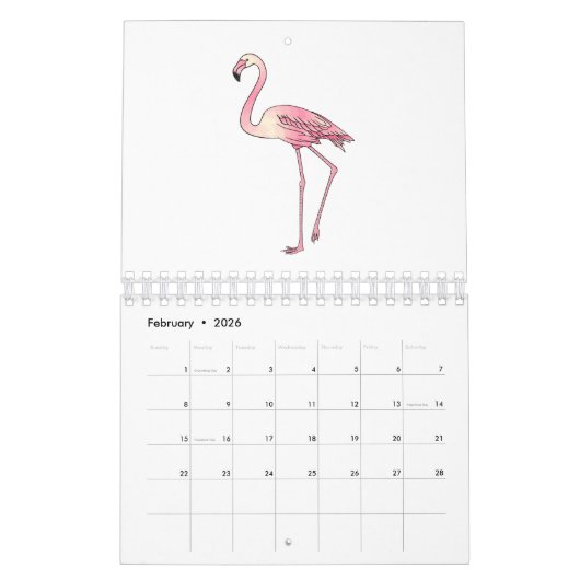 動物の漫画イラストレーション カレンダー (2月 2026)