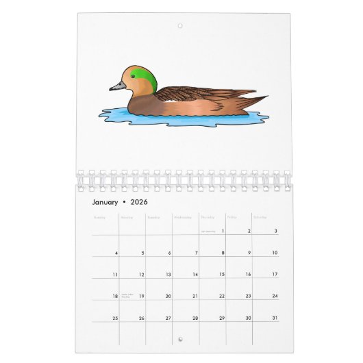 動物の漫画イラストレーション カレンダー (1月 2026)