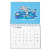 動物の漫画イラストレーション カレンダー (2月 2027)
