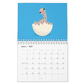 動物の漫画イラストレーション カレンダー (3月 2027)