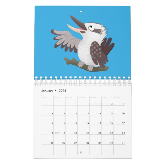 動物の漫画イラストレーション カレンダー (1月 2026)