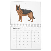 動物の漫画イラストレーション カレンダー (3月 2027)