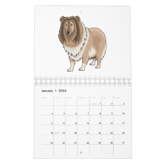 動物の漫画イラストレーション カレンダー (1月 2026)