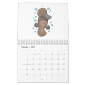 動物の漫画イラストレーション カレンダー (2月 2027)