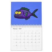 動物の漫画イラストレーション カレンダー (2月 2027)