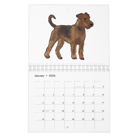 動物の漫画イラストレーション カレンダー (1月 2026)