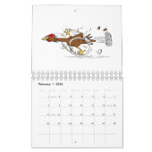 動物の漫画イラストレーション カレンダー (2月 2026)