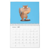 動物の漫画イラストレーション カレンダー (1月 2027)
