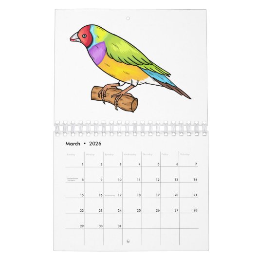 動物の漫画イラストレーション カレンダー (3月 2026)