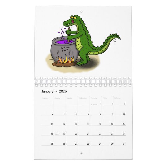 動物の漫画イラストレーション カレンダー (1月 2026)