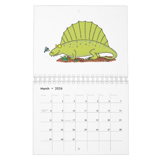 動物の漫画イラストレーション カレンダー (3月 2026)