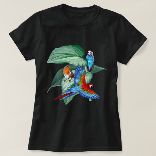 動物の熱帯鳥を観察するエキゾチックなオウム鳥 Tシャツ (デザイン正面)