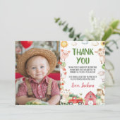 動物の牧場の誕生日写真 サンキューカード (スタンド正面)