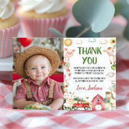 動物の牧場の誕生日写真 サンキューカード