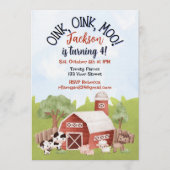 動物の牧場の2歳の誕生日招待状 招待状 (正面)