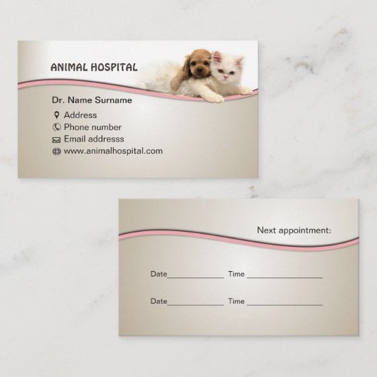 動物の病院勤務医のための名刺 予約カード (正面/裏面)