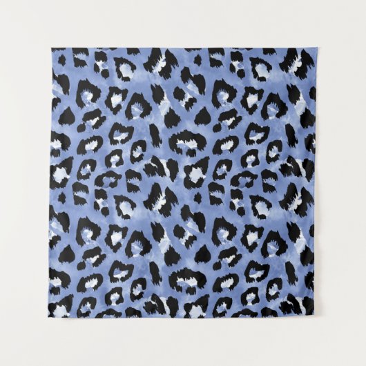 動物の皮膚触れ：水色ヒョウ タペストリー (正面)