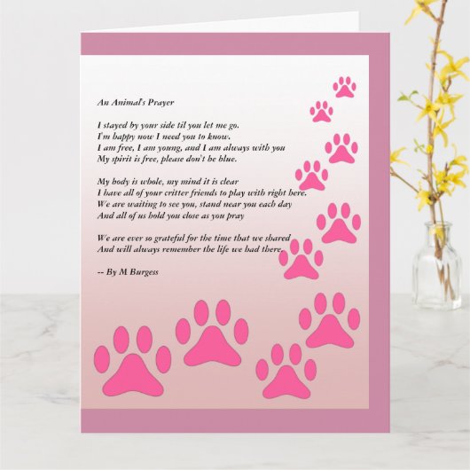 動物の祈りの言葉- カード (黄色い花)