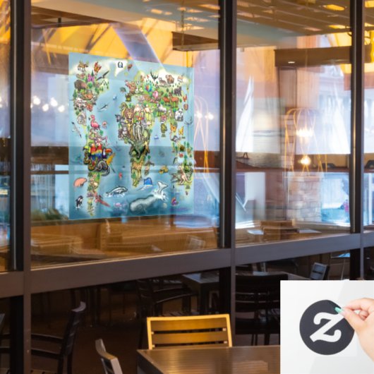 動物の窓が付く ウィンドウサイン (レストラン窓)