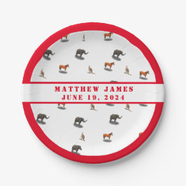 動物の組み合わせテーマ赤ちゃんシャワー紙プレート ペーパープレート