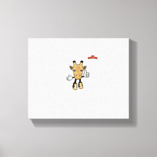 動物の絵文字 キリン 親指を立てる キャンバスプリント (正面)
