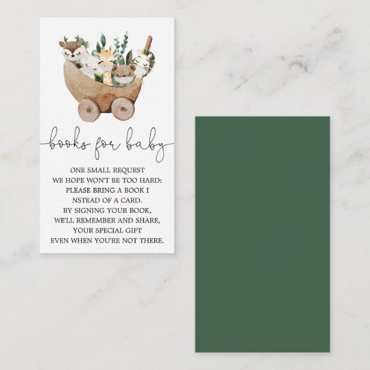 動物の緑のボホーブックベビーカード エンクロージャーカード (正面/裏面)