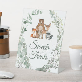 動物の緑の赤ちゃんシャワーのスイーツ&トリートサイン 台座サイン