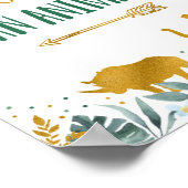 動物の緑の金ゴールドサファリの誕生日標識を採用する ポスター (角)