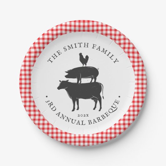 動物の群れ|ファミリーバーベキュー ペーパープレート (正面)