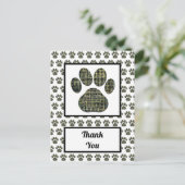 動物の肉球 犬 シルエット ありがとう ポストカード (スタンド正面)