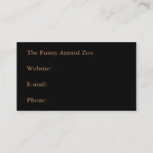 動物の背景を持つ動物園の飼育員 名刺 (裏面)
