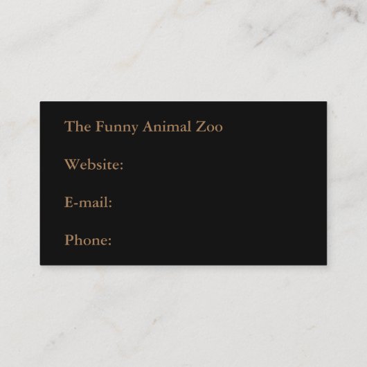 動物の背景を持つ動物園の飼育員 名刺 (裏面)