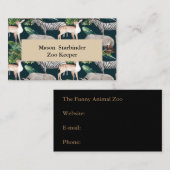 動物の背景を持つ動物園の飼育員 名刺 (正面/裏面)
