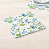 動物の背景パターンをからかいます スクエアペーパーコースター (アングル)