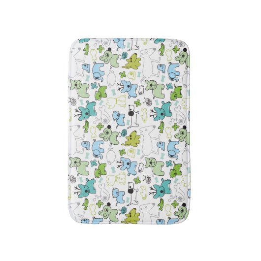 動物の背景パターンをからかいます バスマット (正面縦)