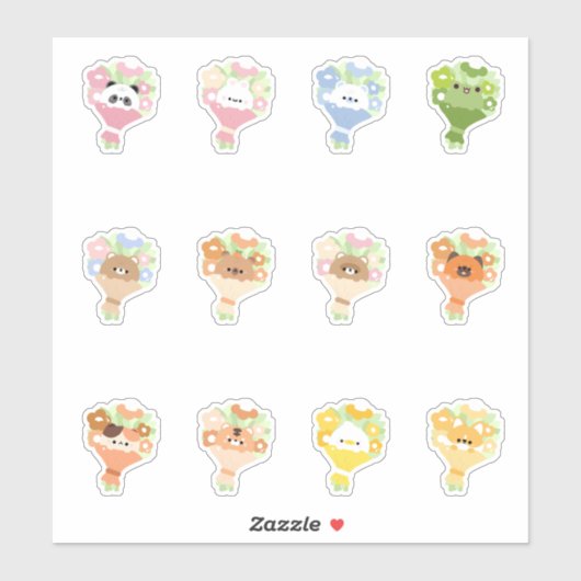 動物の花束 シール (シート)