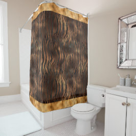 動物の虎のプリント金ゴールド名エレガントメタリックグラム シャワーカーテン