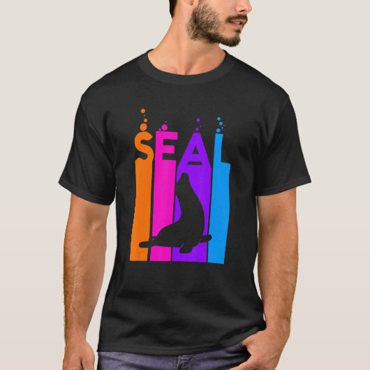 動物の虹の泡をシルエットで封印 Tシャツ (正面)